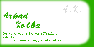 arpad kolba business card